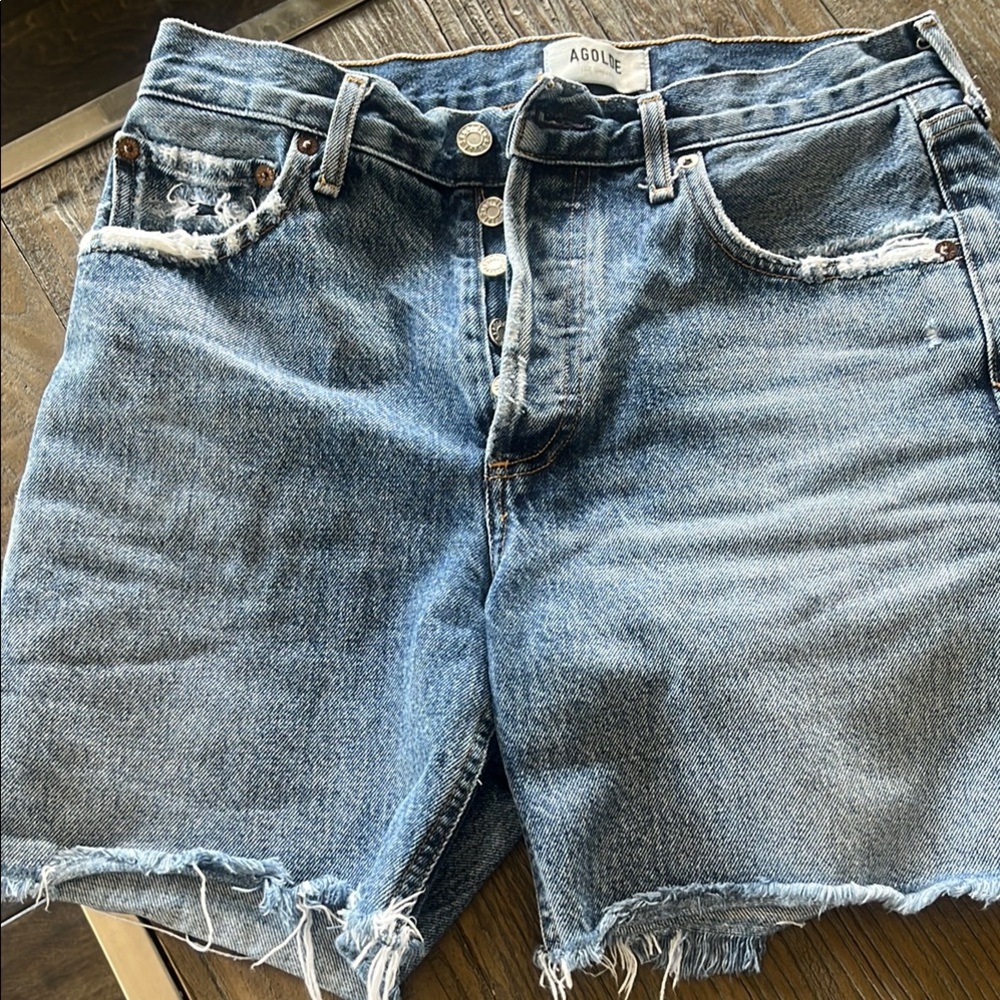 Agolde Rumi Distressed Blue Jean Shorts size 26